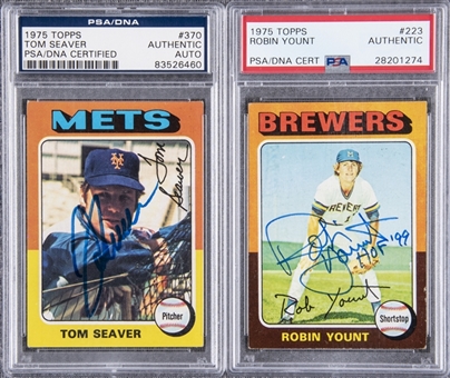 1975 Topps Baseball Partial Sets Pair (2: 700+ Cards) Including Yount Signed Rookie Card - PSA/DNA Authentic